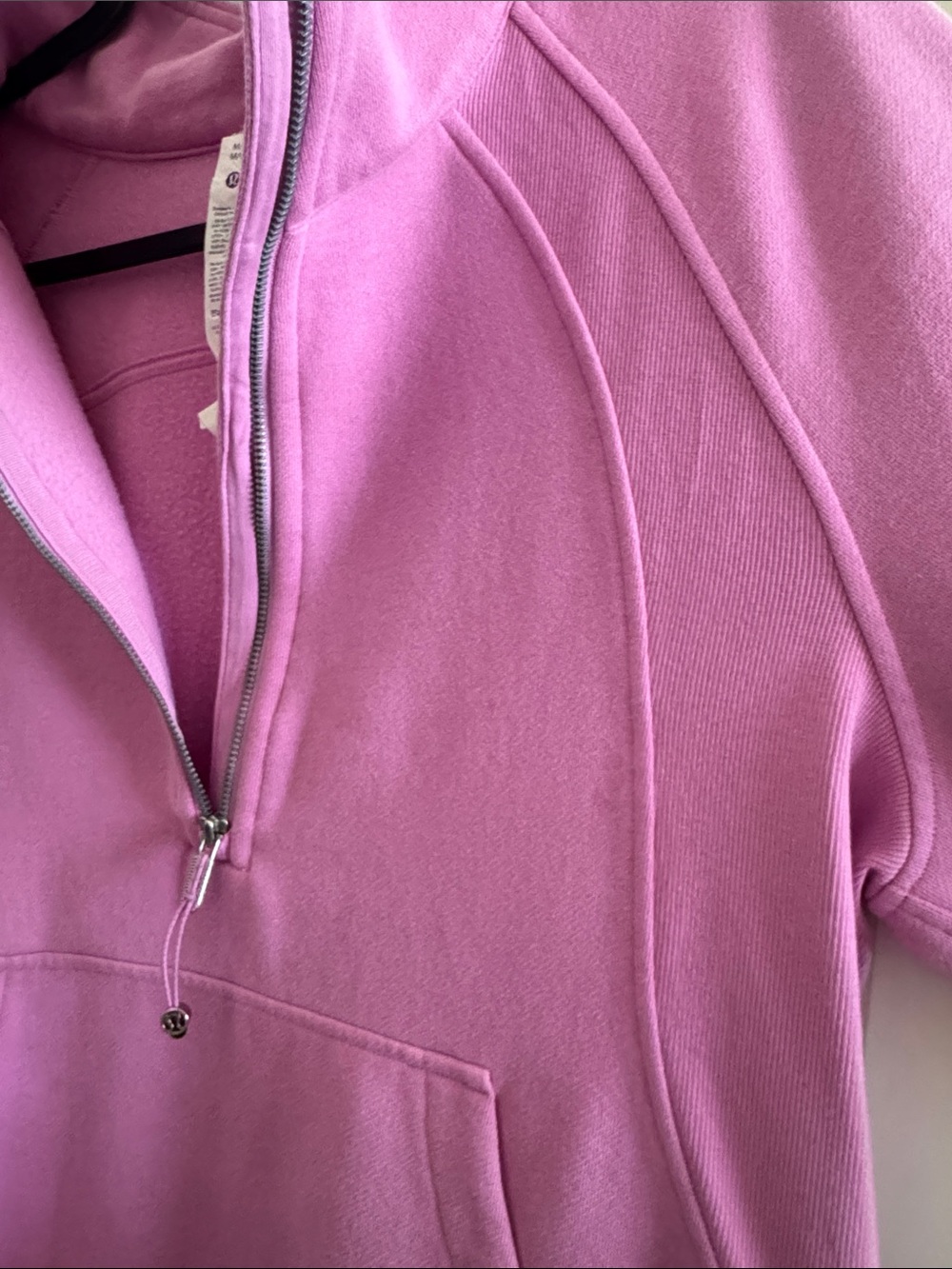 Women's Pink Half-Zip scuba Pullover - Picture 3 of 4